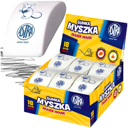 GUMKA DO ŚCIERANIA MAZANIA OŁÓWKA MYSZKA ASTRA SZKOLNA BIAŁA MIĘKKA - 18szt