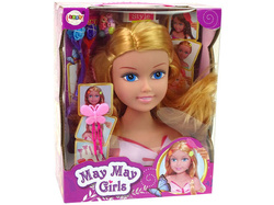 LALKA GŁOWA DO CZESANIA AKCESORIA DO STYLIZACJI WŁOSÓW KOLOROWE PASEMKA