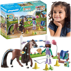 PLAYMOBIL HORSES OF WATERFALL ZOE I KOŃ BLAZE Z PRZESZKODAMI AKCESORIA