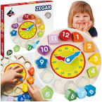 DREWNIANY ZEGAR EDUKACYJNY NAUKA GODZIN SORTER POMYSŁOWY SKRZAT ASKATO