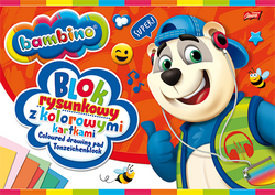 BLOK RYSUNKOWY KOLOROWY A4 16 KARTEK 80g BAMBINO SZKOLNY - 3 szt.