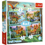 PUZZLE 4w1 WYJĄTKOWE DINOZAURY DINO UKŁADANKA 71 EL. 34609 TREFL