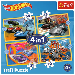PUZZLE 4w1 HOT WHEELS SAMOCHODZIKI AUTKA POJAZDY UKŁADANKA TREFL