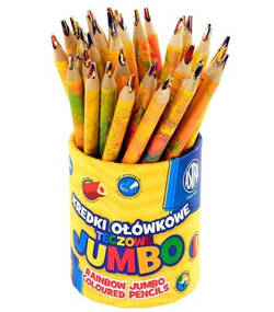 KREDKA GRUBA JUMBO ASTRA TRÓJKĄTNA TĘCZOWA W DREWNIANEJ OPRAWIE