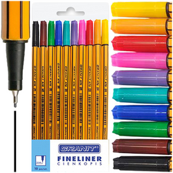 CIENKOPISY MAZAKI PISAKI ZESTAW 10 KOLORÓW W ETUI FINELINER GRANIT C970