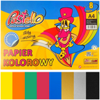 PAPIER KOLOROWY A4 SAMOPRZYLEPNY WYCINANKA 8 KARTEK ZŁOTY SREBRNY PASTELLO