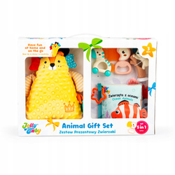 ZESTAW PREZENTOWY MASKOTKA KSIĄŻECZKA MATERIAŁOWA EDUKACYJNA GRZECHOTKI