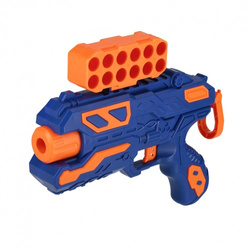 PISTOLET WYRZUTNIA NA STRZAŁKI PIANKOWE 10 POCISKÓW BROŃ BLASTER MAGAZYNEK