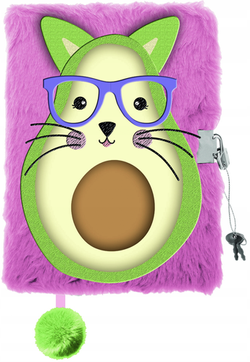 PAMIĘTNIK Z KŁÓDKĄ NOTES A5 WŁOCHACZ KOT AVOCADO