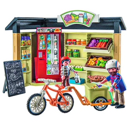 PLAYMOBIL WIEJSKI SKLEP CAŁODOBOWY FIGURKI AKCESORIA ROWER COUNTRY 83 EL.