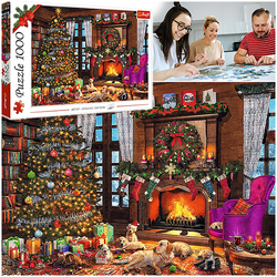PUZZLE 1000 IDĄ ŚWIĘTA CHOINKA BOŻE NARODZENIE KOMINEK MIKOŁAJ TREFL 10745