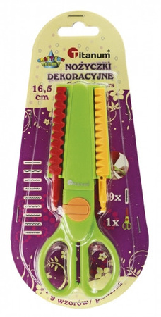 NOŻYCZKI DEKORACYJNE 9 WZORÓW WYMIENNE OSTRZA 16.5CM ETUI TITANUM