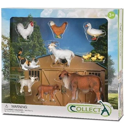 ZESTAW FIGUREK FIGURKI ZWIERZĘTA WIEŚ FARMA KOTEK KACZKI KURA 9 EL COLLECTA