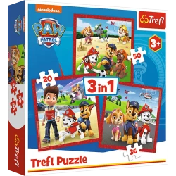 PSI PATROL PUZZLE WESOŁE PIESKI PSIEGO PATROLU 3w1 106 EL. 34867 TREFL