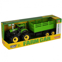 TRAKTOR Z PRZYCZEPĄ Z NAPĘDEM CIĄGNIK FARMA RANCZO DŹWIĘK ŚWIATŁA ZIELONY