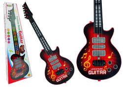 GITARA ELEKTRYCZNA CZERWONA EDUKACYJNA INTERAKTYWNA KOLOROWE DIODY MELODIE