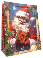 TORBA PREZENTOWA TOREBKA ŚWIĄTECZNA MIKOŁAJKI ŚWIĘTA KRATKA  31x40x12 cm