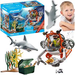PLAYMOBIL POSZUKIWANIA SKARBU ŁODZIĄ PODWODNĄ REKIN BATYSKAF FIGURKI 71860