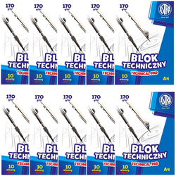 BLOK TECHNICZNY BIAŁY A4 ASTRA 10 KARTEK 170g SZKOLNY PLASTYKA - 10 sztuk