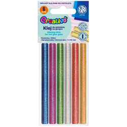 KLEJ DO PISTOLETU NA GORĄCO BROKATOWY 7mm x 15cm 6 sztuk KOLORÓW ASTRA