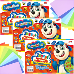 ZESZYT PAPIERÓW KOLOROWYCH BAMBINO NABŁYSZCZANYCH A4 WYCINANKA - 3 szt.