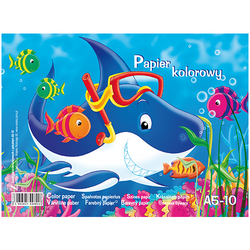 ZESZYT PAPIERÓW KOLOROWYCH Z POŁYSKIEM KRESKA FORMAT A5 10  kartek - 5 szt.