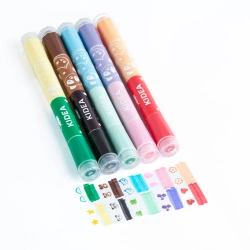 DWUSTRONNE FLAMASTRY ZE STEMPELKAMI DWIE KOŃCÓWKI PISAKI 10 KOLORÓW KIDEA