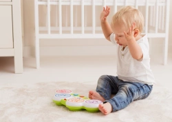 PERKUSJA ELEKTRONICZNA MELODIE KOLOROWE ŚWIATEŁKA INSTRUMENT BONGOSY DUMEL