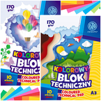BLOK TECHNICZNY KOLOROWY A3 10 ARKUSZY 170g SZKOLNY ASTRA - 2 sztuki
