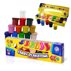 FARBY PLAKATOWE ASTRA 13 INTENSYWNYCH KOLORÓW x 20ml SZKOLNE NA PLASTYKĘ