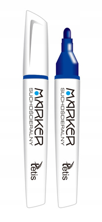 MARKER SUCHOŚCIERALNY DO BIAŁYCH TABLIC 3mm NIEBIESKI STOŻKOWY TETIS -3 szt