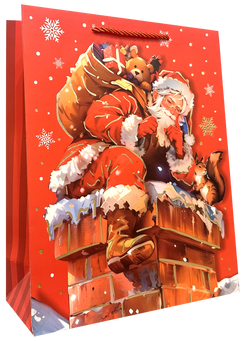 TORBA PREZENTOWA TOREBKA ŚWIĄTECZNA MIKOŁAJKI ŚWIĘTA ZŁOCONA 31x40x12 cm