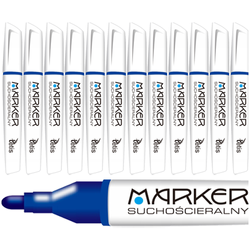 MARKER SUCHOŚCIERALNY DO BIAŁYCH TABLIC 3mm NIEBIESKI STOŻKOWY TETIS 12 szt