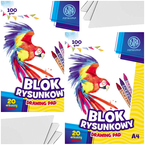 BLOK RYSUNKOWY BIAŁY A4 ASTRA 20 KARTEK 100g SZKOLNY PLASTYKA - 2 sztuki