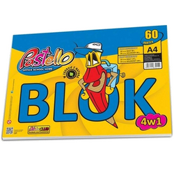 BLOK RYSUNKOWY TECHNICZNY A4 BIAŁY KOLOROWY 60 KARTEK 4w1 PASTELLO