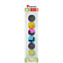 MAGNESY OKRĄGŁE 30mm 6 sztuk DO TABLIC NA LODÓWKĘ TITANUM