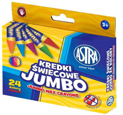 KREDKI ŚWIECOWE JUMBO GRUBE 24 KOLORY INTENSYWNE SZKOLNE ŻYWE ASTRA