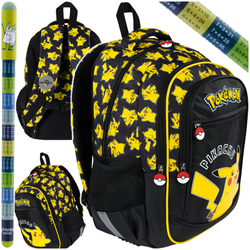 PLECAK SZKOLNY 3-KOMOROWY DŁUGOPIS ŚCIERALNY 2w1 BPL-59 POKEMON PIKACHU