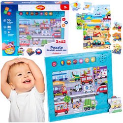 PUZZLE DŹWIĘKI WOKÓŁ NAS GRA EDUKACYJNA POJAZDY DŻWIĘKI I MELODIE DUMEL
