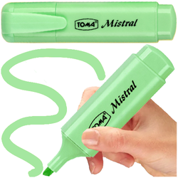 ZAKREŚLACZ BIUROWY SZKOLNY TOMA MISTRAL PISAK ZIELONY PASTELOWY - 10 sztuk