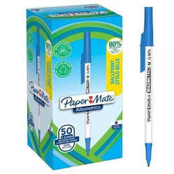 DŁUGOPIS PAPER MATE KILOMETRICO NIEBIESKI ZE SKUWKĄ 1mm - 20 szt.