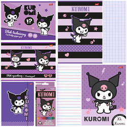 WYPRAWKA SZKOLNA KUROMI MAJEWSKI BLOKI ZESZYTY PLASTELINA KREDKI FLAMASTRY