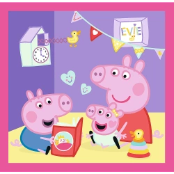 PUZZLE 3W1 ŚWINKA PEPPA - PEPPA I PRZYJACIELE UKŁADANKA 34873 TREFL