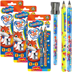 OŁÓWEK DO NAUKI PISANIA BAMBINO TRÓJKĄTNY HB 2 SZTUKI Z TEMPERÓWKĄ - 3 szt.