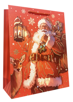 TORBA PREZENTOWA TOREBKA ŚWIĄTECZNA MIKOŁAJKI ŚWIĘTA ZŁOCONA 26x32x10 cm