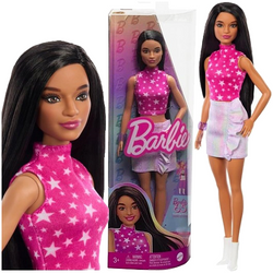 LALKA BARBIE FASHION RÓŻOWA STYL ROCKOWY DŁUGIE CIEMNE WŁOSY 30 cm