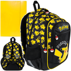 PLECAK SZKOLNY 3-KOMOROWY TECZKA Z GUMKĄ 2w1 MAJEWSKI BPL59 POKEMON PIKACHU