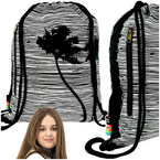 WOREK NA BUTY PLECAK NA SZNURKACH ST.RIGHT SO-10 PALM CZARNO BIAŁY 45x36 cm