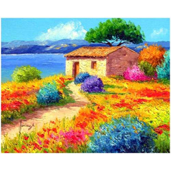 PŁÓTNO MALARSKIE ZE SZKICEM NUMEROWANE FARBY ŁĄKA