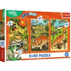 PUZZLE 3x80 DINOZAURY RODZINA TREFLIKÓW T-REX UKŁADANKA 34888 TREFL